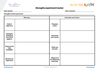 Thumbnail image of the Strengths Experiment Tracker