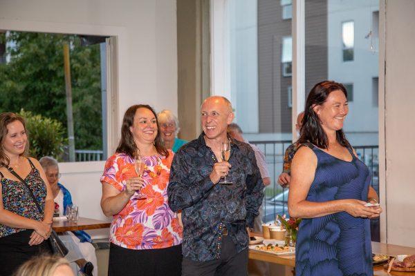 People listening to a speech